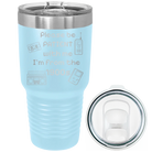 Laser etched light blue 30 oz vacuum insulated tumbler with '1900s' design