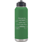 Laser etched green 32 oz vacuum insulated water bottle with '1900s' design