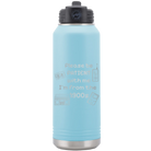 Laser etched light blue 32 oz vacuum insulated water bottle with '1900s' design