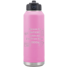 Laser etched light purple 32 oz vacuum insulated water bottle with '1900s' design