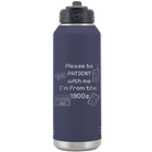 Laser etched navy 32 oz vacuum insulated water bottle with '1900s' design