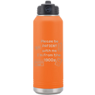 Laser etched orange 32 oz vacuum insulated water bottle with '1900s' design