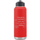 Laser etched red 32 oz vacuum insulated water bottle with '1900s' design