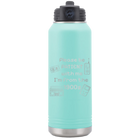 Laser etched teal 32 oz vacuum insulated water bottle with '1900s' design