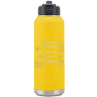 Laser etched yellow 32 oz vacuum insulated water bottle with '1900s' design