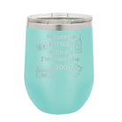 Personalized teal 12 oz vacuum insulated wine cup with etched '1900s' design