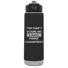 Laser etched black 20 oz vacuum insulated water bottle with 'You Cant Scare Me' design
