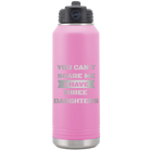 Laser etched light purple 32 oz vacuum insulated water bottle with 'You Cant Scare Me' design