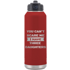 Laser etched maroon 32 oz vacuum insulated water bottle with 'You Cant Scare Me' design