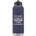 Laser etched navy 32 oz vacuum insulated water bottle with 'You Cant Scare Me' design