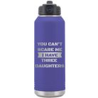 Laser etched purple 32 oz vacuum insulated water bottle with 'You Cant Scare Me' design