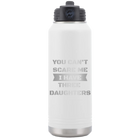 Laser etched white 32 oz vacuum insulated water bottle with 'You Cant Scare Me' design
