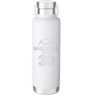 Laser etched white 24 oz vacuum insulated water bottle with 'Baseball Dad and Number' design
