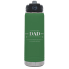 Laser etched green 20 oz vacuum insulated water bottle with 'Best Dad Est' design