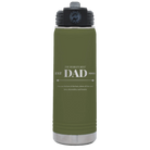 Laser etched olive green 20 oz vacuum insulated water bottle with 'Best Dad Est' design
