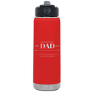 Laser etched red 20 oz vacuum insulated water bottle with 'Best Dad Est' design
