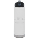 Laser etched white 20 oz vacuum insulated water bottle with 'Best Dad Est' design
