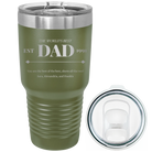 Laser etched olive green 30 oz vacuum insulated tumbler with 'Best Dad Est' design