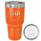 Laser etched orange 30 oz vacuum insulated tumbler with 'Best Dad Est' design