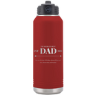 Laser etched maroon 32 oz vacuum insulated water bottle with 'Best Dad Est' design