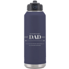 Laser etched navy 32 oz vacuum insulated water bottle with 'Best Dad Est' design