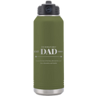 Laser etched olive green 32 oz vacuum insulated water bottle with 'Best Dad Est' design