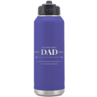 Laser etched purple 32 oz vacuum insulated water bottle with 'Best Dad Est' design