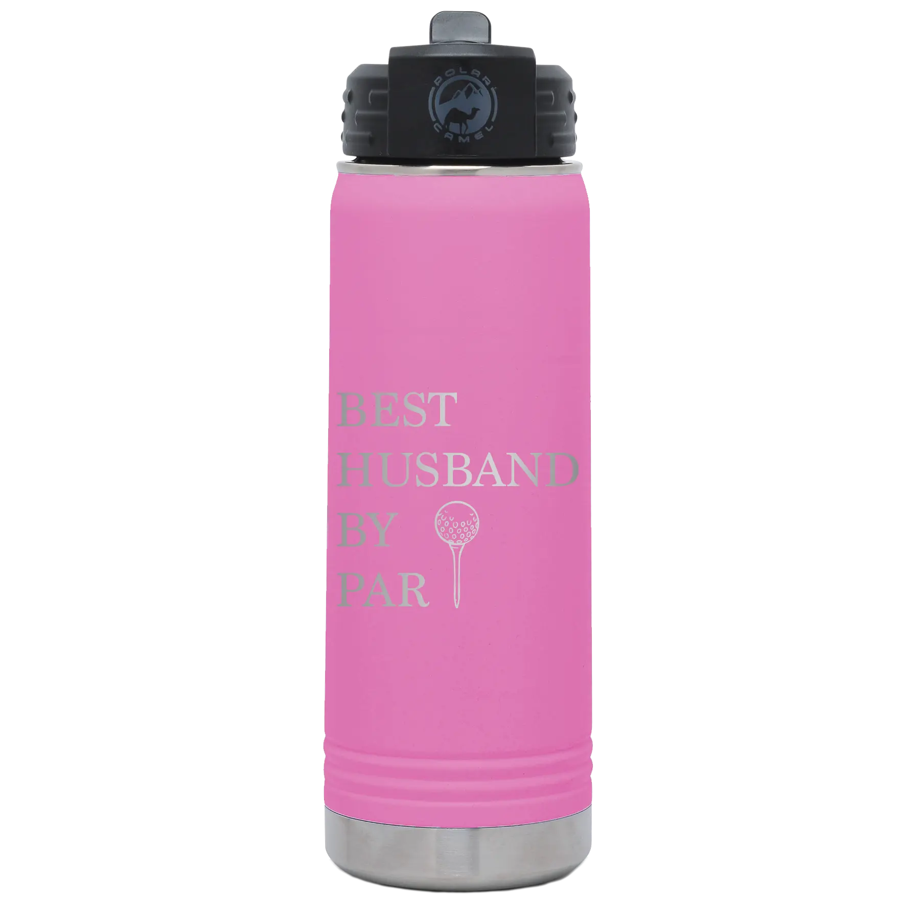 Laser etched light purple 20 oz vacuum insulated water bottle with 'Best Husband by Par' design