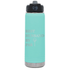 Laser etched teal 20 oz vacuum insulated water bottle with 'Best Husband by Par' design