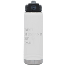 Laser etched white 20 oz vacuum insulated water bottle with 'Best Husband by Par' design