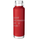 Laser etched red 24 oz vacuum insulated water bottle with 'Best Husband by Par' design