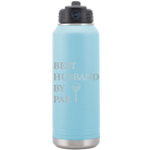 Laser etched light blue 32 oz vacuum insulated water bottle with 'Best Husband by Par' design