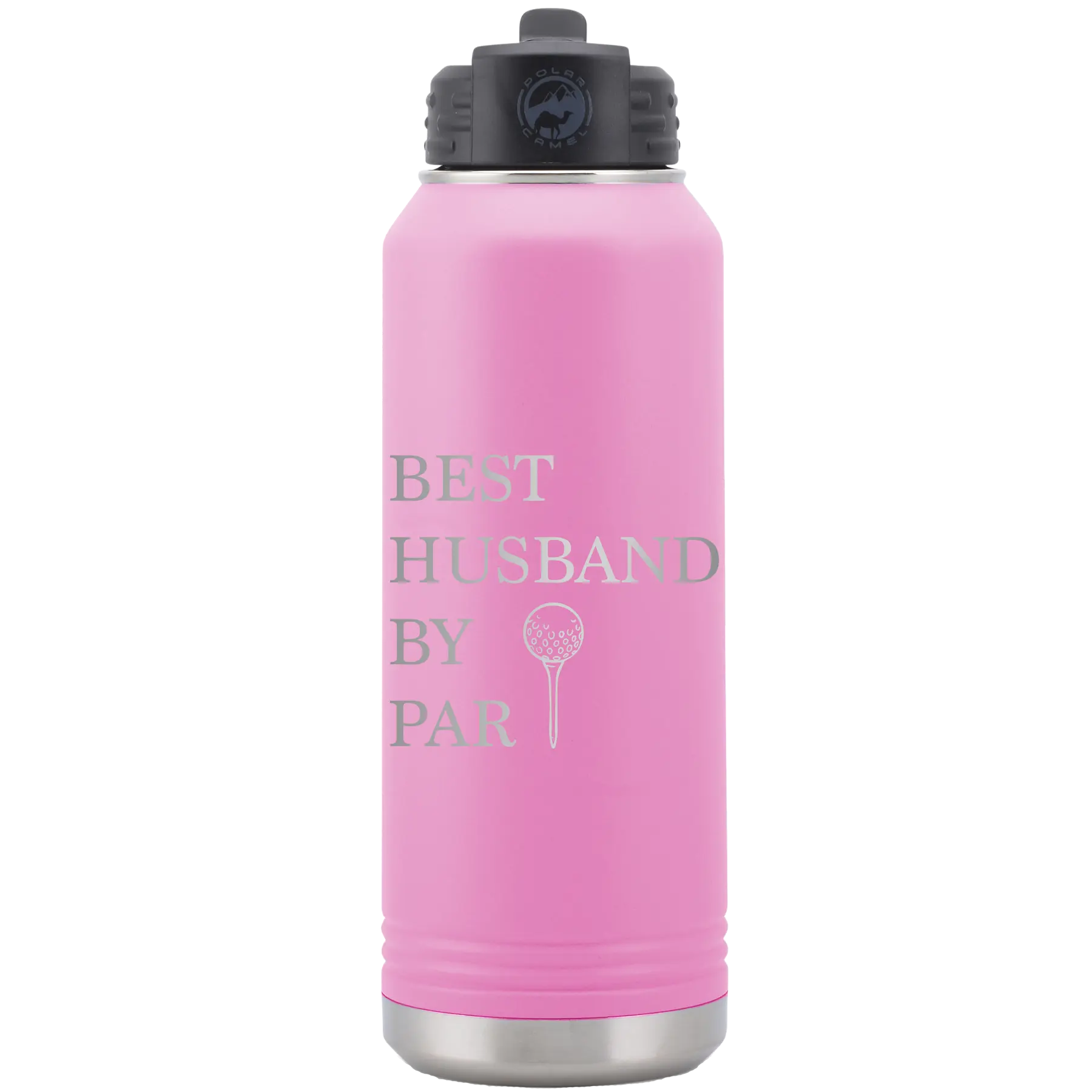 Laser etched light purple 32 oz vacuum insulated water bottle with 'Best Husband by Par' design