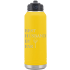 Laser etched yellow 32 oz vacuum insulated water bottle with 'Best Husband by Par' design