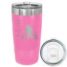 Laser etched pink 20 oz vacuum insulated tumbler with 'Bigfoot' design