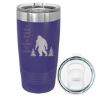 Laser etched purple 20 oz vacuum insulated tumbler with 'Bigfoot' design