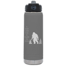 Laser etched dark gray 20 oz vacuum insulated water bottle with 'Bigfoot' design