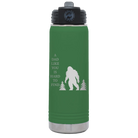 Laser etched green 20 oz vacuum insulated water bottle with 'Bigfoot' design