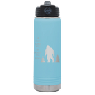 Laser etched light blue 20 oz vacuum insulated water bottle with 'Bigfoot' design