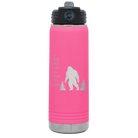 Laser etched pink 20 oz vacuum insulated water bottle with 'Bigfoot' design