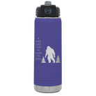 Laser etched purple 20 oz vacuum insulated water bottle with 'Bigfoot' design