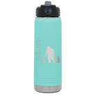Laser etched teal 20 oz vacuum insulated water bottle with 'Bigfoot' design