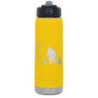Laser etched yellow 20 oz vacuum insulated water bottle with 'Bigfoot' design