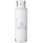 Laser etched white 24 oz vacuum insulated water bottle with 'Bigfoot' design