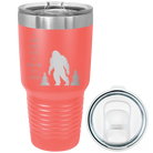 Laser etched coral 30 oz vacuum insulated tumbler with 'Bigfoot' design