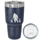 Laser etched navy 30 oz vacuum insulated tumbler with 'Bigfoot' design