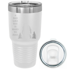 Laser etched white 30 oz vacuum insulated tumbler with 'Bigfoot' design