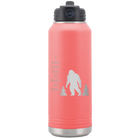 Laser etched coral 32 oz vacuum insulated water bottle with 'Bigfoot' design