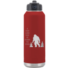 Laser etched maroon 32 oz vacuum insulated water bottle with 'Bigfoot' design