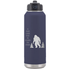 Laser etched navy 32 oz vacuum insulated water bottle with 'Bigfoot' design